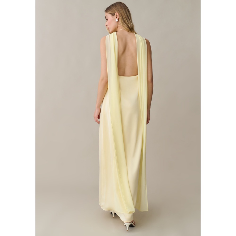 NWT o.p.t Alessia Satin Halter Maxi Dress in Butter Yellow - Size XS - Picture 9 of 13